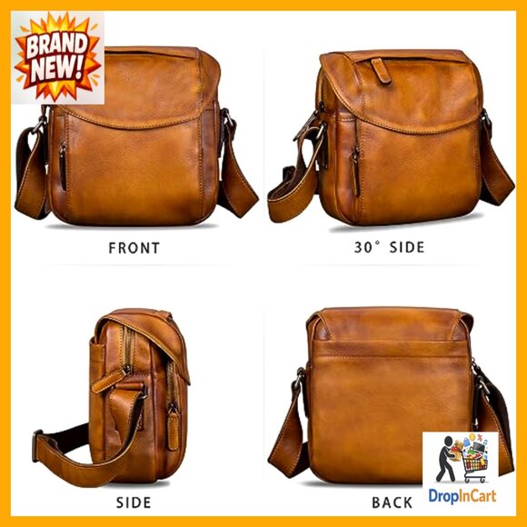 Genuine Leather Messenger Bag Vintage Retro Crossbody Shoulder Satchel Work - Picture 4 of 7